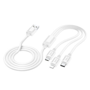 USB to Lightning / Type-C / micro USB Cable 2A Λευκό 1m