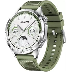 Huawei Watch GT 4 Stainless Steel 46mm Green Composite Woven Strap