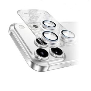 MLK+ Silver Camera Protector Tempered Glass with Frame for iPhone 17 Pro