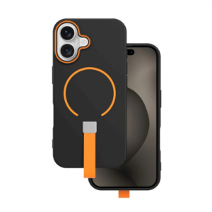 Black Case with Orange Loop and MagSafe for iPhone 17