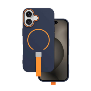 Blue Case with Orange Loop and MagSafe for iPhone 17 Pro