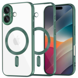 Clear Case with Green MagSafe for iPhone 17