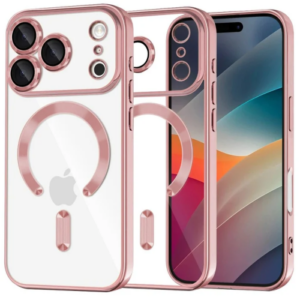 Clear Case with Rose Gold MagSafe for iPhone 17 Pro Max